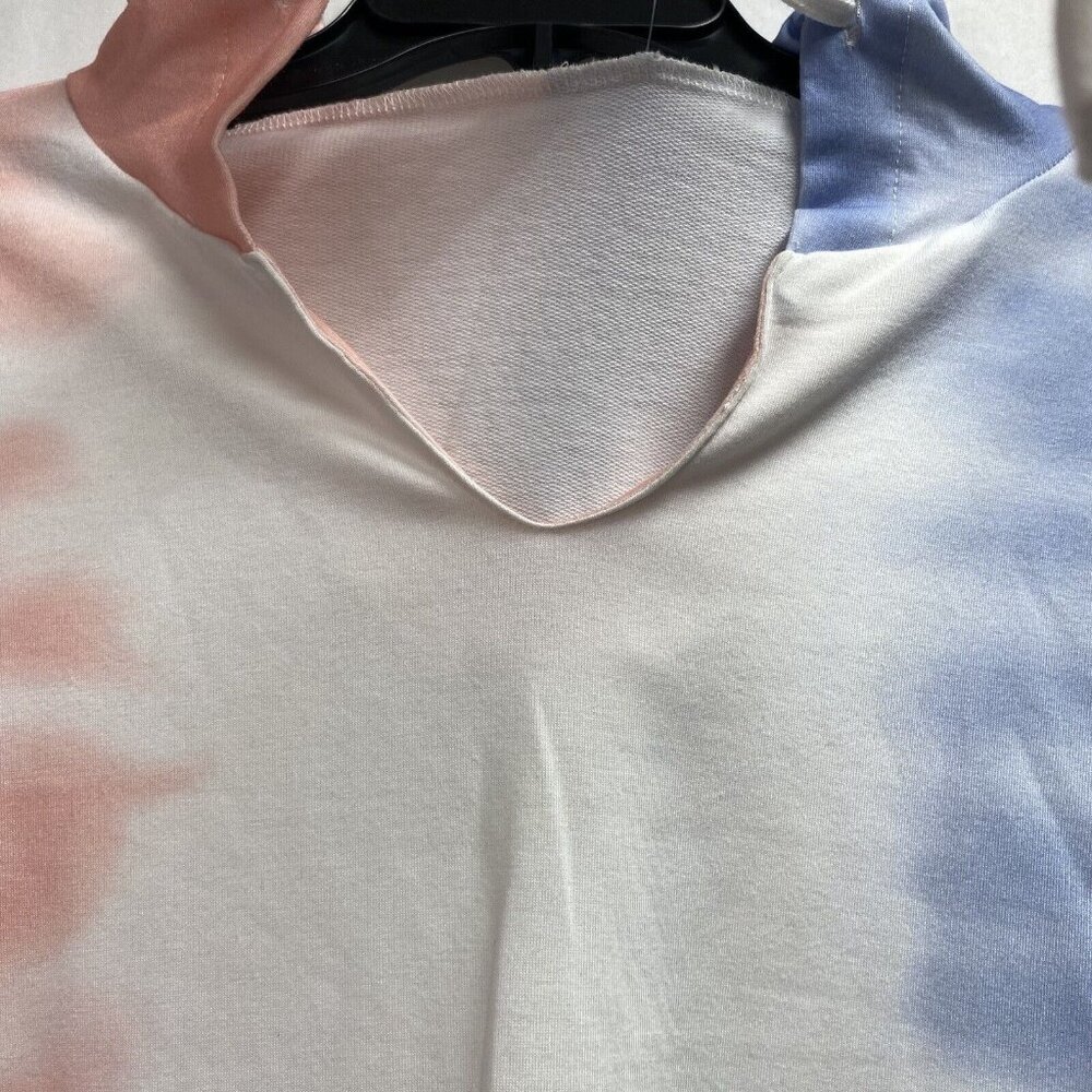 Minipeach Tie Dye Hoodie T-Shirt Women Small V-neck Long Sleeve Top - Picture 15 of 16